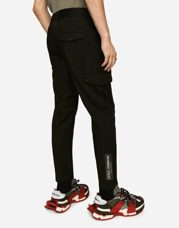 Dolce and Gabbana Trousers And Shorts Men Stretch Cotton Cargo Pants Black Dolce and Gabbana Trousers And Shorts Men Stretch Cotton Cargo Pants Black