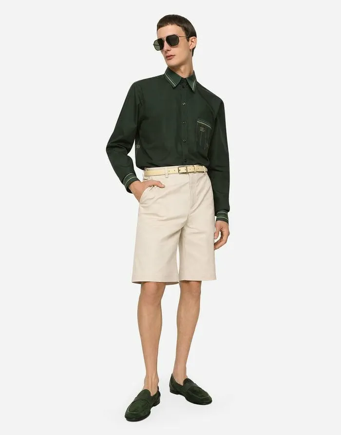 Dolce and Gabbana Trousers And Shorts Men Stretch Cotton Shorts With Branded Tag Beige Dolce and Gabbana Trousers And Shorts Men Stretch Cotton Shorts With Branded Tag Beige