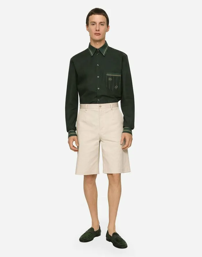 Dolce and Gabbana Trousers And Shorts Men Stretch Cotton Shorts With Branded Tag Beige Dolce and Gabbana Trousers And Shorts Men Stretch Cotton Shorts With Branded Tag Beige