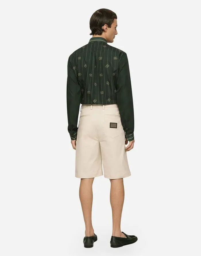 Dolce and Gabbana Trousers And Shorts Men Stretch Cotton Shorts With Branded Tag Beige Dolce and Gabbana Trousers And Shorts Men Stretch Cotton Shorts With Branded Tag Beige
