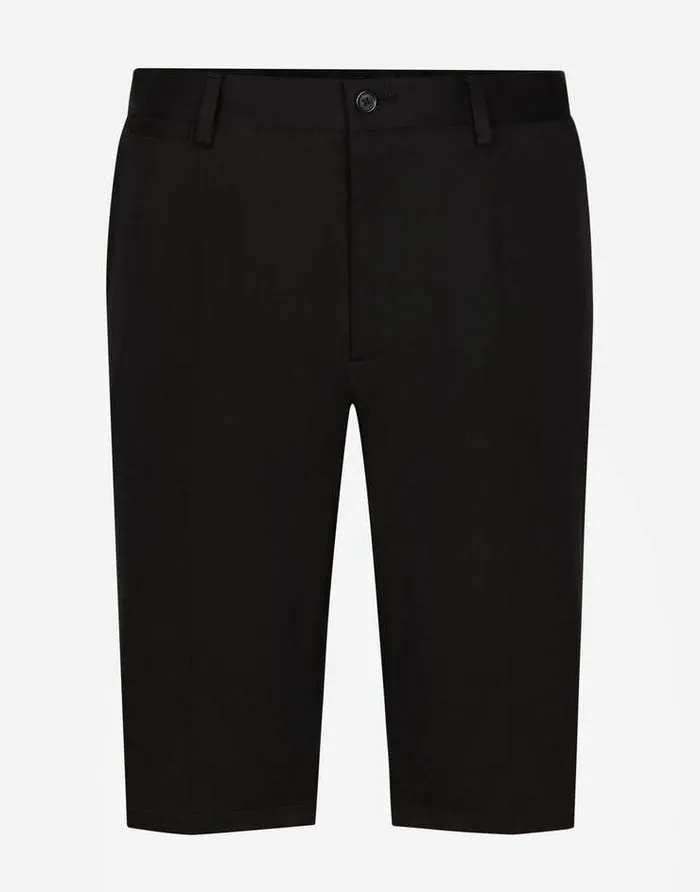 Dolce and Gabbana Trousers And Shorts Men Stretch Cotton Shorts With DG Patch Blue Dolce and Gabbana Trousers And Shorts Men Stretch Cotton Shorts With DG Patch Blue