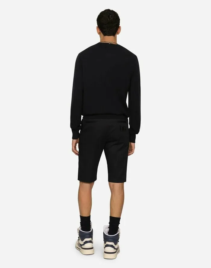 Dolce and Gabbana Trousers And Shorts Men Stretch Cotton Shorts With DG Patch Blue Dolce and Gabbana Trousers And Shorts Men Stretch Cotton Shorts With DG Patch Blue