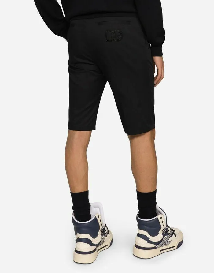 Dolce and Gabbana Trousers And Shorts Men Stretch Cotton Shorts With DG Patch Blue Dolce and Gabbana Trousers And Shorts Men Stretch Cotton Shorts With DG Patch Blue