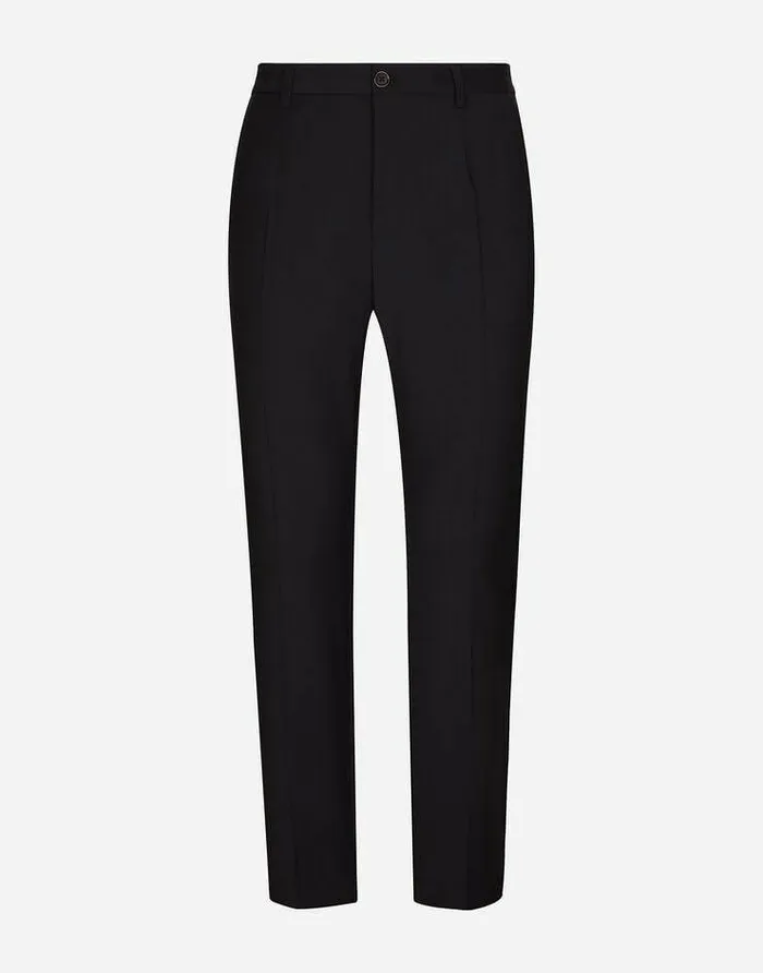 Dolce and Gabbana Trousers And Shorts Men Stretch Wool Pants With DG Embroidery Blue Dolce and Gabbana Trousers And Shorts Men Stretch Wool Pants With DG Embroidery Blue