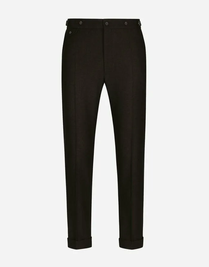 Dolce and Gabbana Trousers And Shorts Men Stretch Wool Pants With ReEdition Label Brown Dolce and Gabbana Trousers And Shorts Men Stretch Wool Pants With ReEdition Label Brown