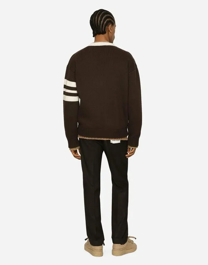 Dolce and Gabbana Trousers And Shorts Men Stretch Wool Pants With ReEdition Label Brown Dolce and Gabbana Trousers And Shorts Men Stretch Wool Pants With ReEdition Label Brown