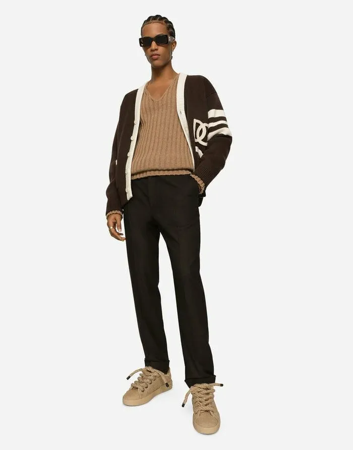 Dolce and Gabbana Trousers And Shorts Men Stretch Wool Pants With ReEdition Label Brown Dolce and Gabbana Trousers And Shorts Men Stretch Wool Pants With ReEdition Label Brown