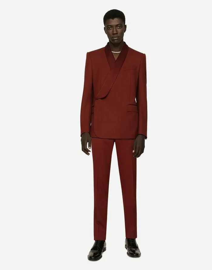 Dolce and Gabbana Trousers And Shorts Men Stretch Wool Tuxedo Pants Bordeaux Dolce and Gabbana Trousers And Shorts Men Stretch Wool Tuxedo Pants Bordeaux