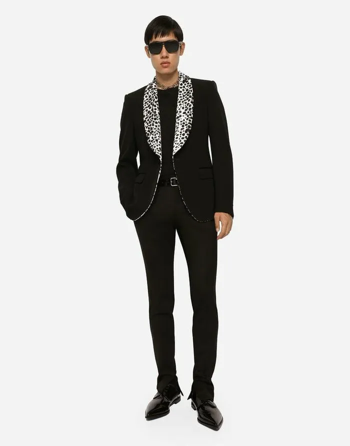 Dolce and Gabbana Trousers And Shorts Men Wool Pants With Cannet Details Black Dolce and Gabbana Trousers And Shorts Men Wool Pants With Cannet Details Black