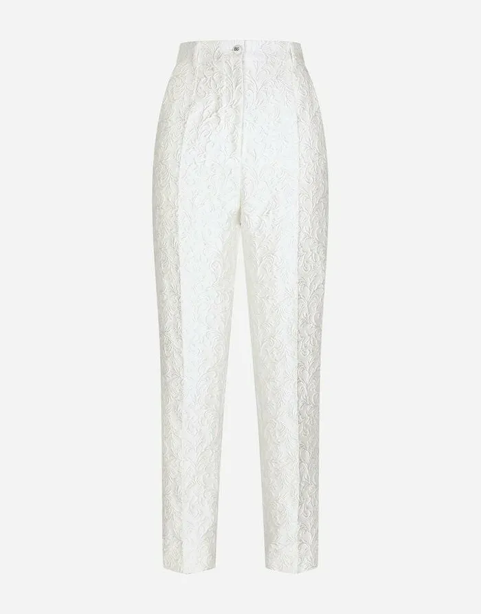 Dolce and Gabbana Trousers And Shorts Women Brocade Pants White