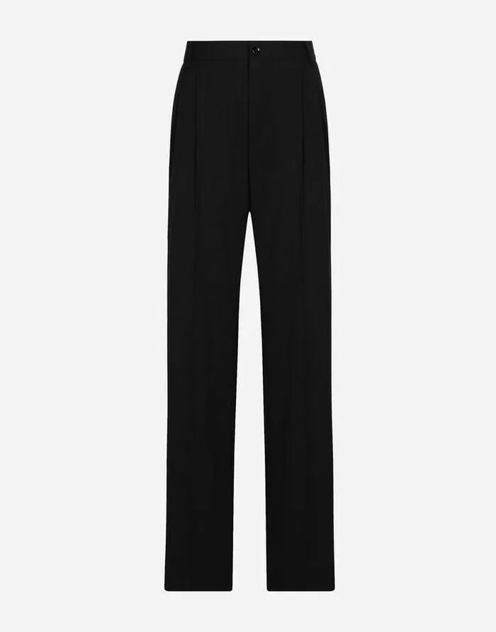 Dolce and Gabbana Trousers And Shorts Women Flared Woolen Pants Black