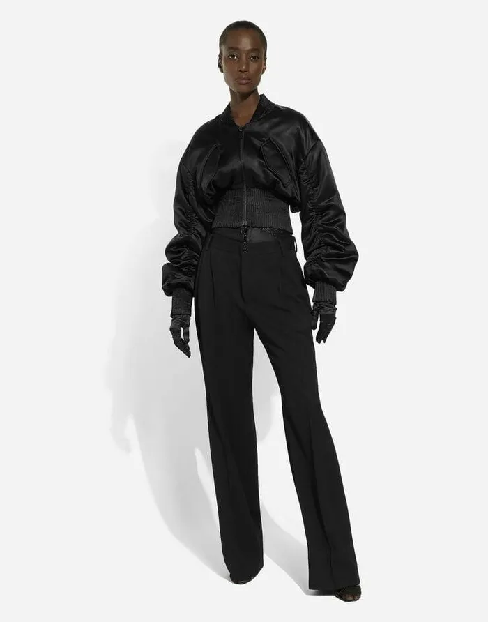 Dolce and Gabbana Trousers And Shorts Women Flared Woolen Pants Black Dolce and Gabbana Trousers And Shorts Women Flared Woolen Pants Black
