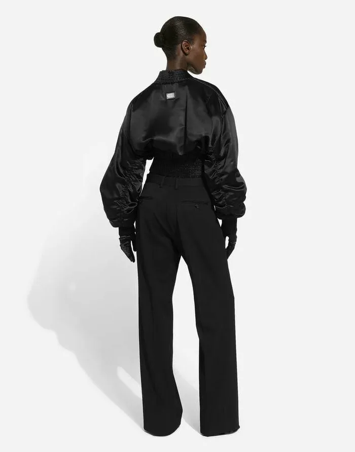 Dolce and Gabbana Trousers And Shorts Women Flared Woolen Pants Black Dolce and Gabbana Trousers And Shorts Women Flared Woolen Pants Black