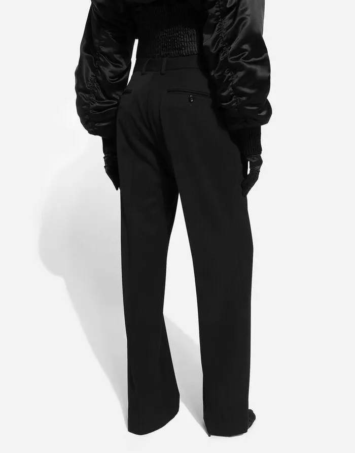Dolce and Gabbana Trousers And Shorts Women Flared Woolen Pants Black Dolce and Gabbana Trousers And Shorts Women Flared Woolen Pants Black