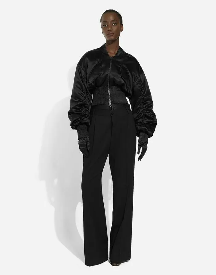 Dolce and Gabbana Trousers And Shorts Women Flared Woolen Pants Black Dolce and Gabbana Trousers And Shorts Women Flared Woolen Pants Black
