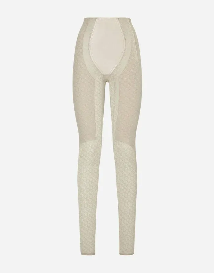 Dolce and Gabbana Trousers And Shorts Women KIM DOLCEandGABBANA Floral Jacquard Marquisette And Satin Leggings Grey