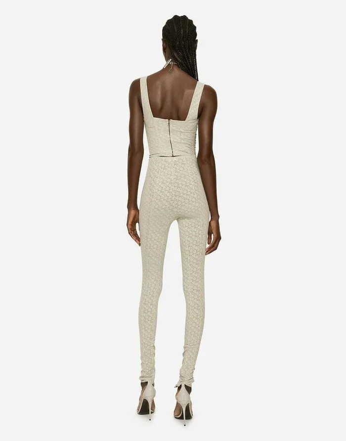 Dolce and Gabbana Trousers And Shorts Women KIM DOLCEandGABBANA Floral Jacquard Marquisette And Satin Leggings Grey Dolce and Gabbana Trousers And Shorts Women KIM DOLCEandGABBANA Floral Jacquard Marquisette And Satin Leggings Grey