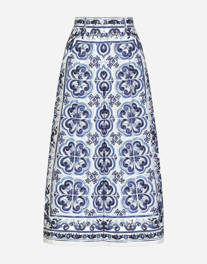 Dolce and Gabbana Trousers And Shorts Women Majolicaprint Poplin Culottes Multicolor Dolce and Gabbana Trousers And Shorts Women Majolicaprint Poplin Culottes Multicolor