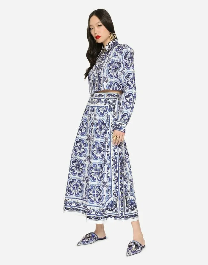 Dolce and Gabbana Trousers And Shorts Women Majolicaprint Poplin Culottes Multicolor Dolce and Gabbana Trousers And Shorts Women Majolicaprint Poplin Culottes Multicolor