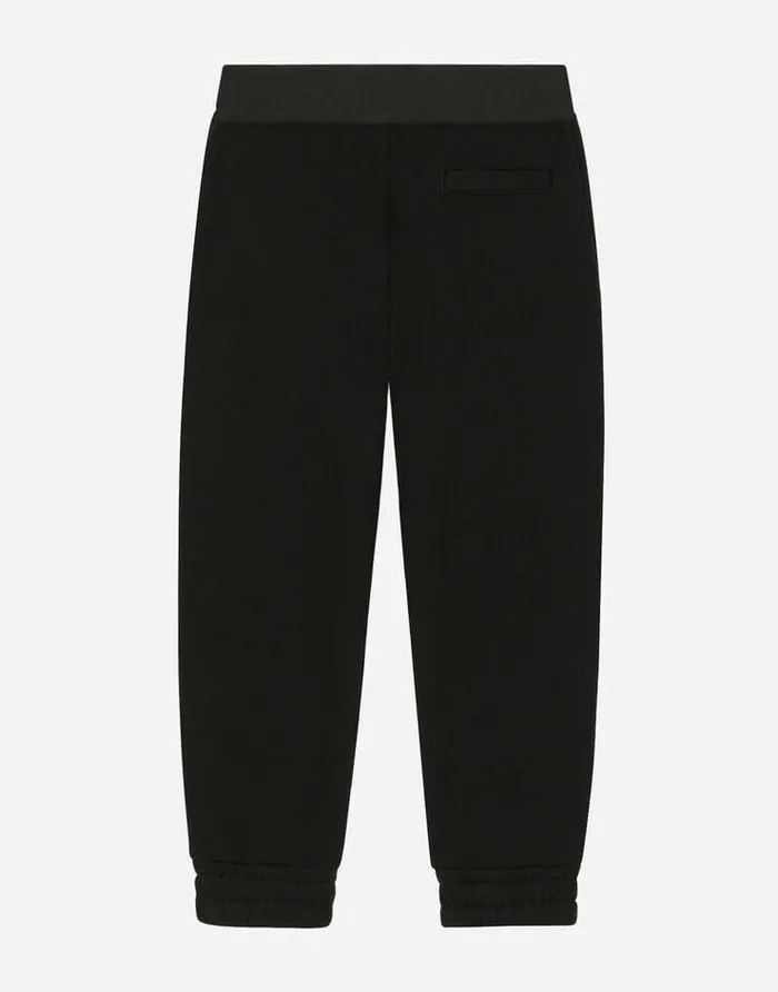 Dolce and Gabbana Trousers And Skirts Children Jersey Jogging Pants With Branded Elastic Black