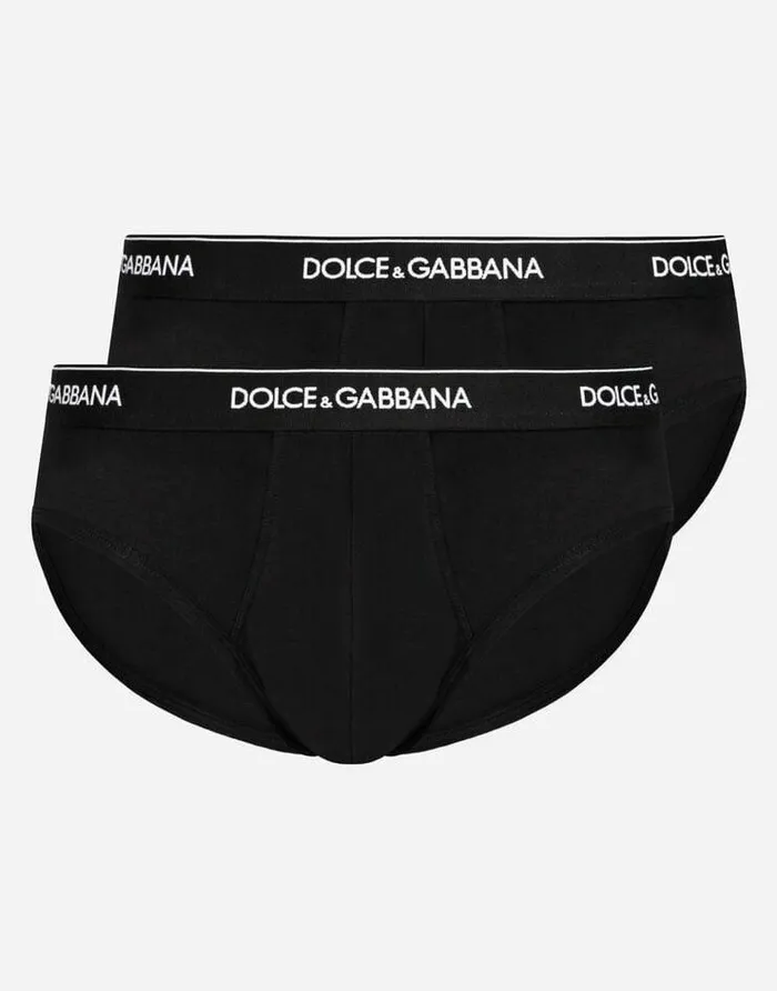Dolce and Gabbana Underwear And Loungewear Men Bipack Mid Briefs In Stretch Cotton Black Dolce and Gabbana Underwear And Loungewear Men Bipack Mid Briefs In Stretch Cotton Black