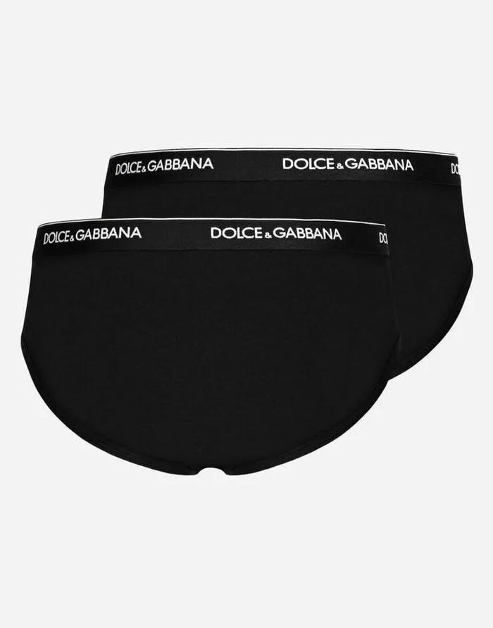 Dolce and Gabbana Underwear And Loungewear Men Bipack Mid Briefs In Stretch Cotton Black Dolce and Gabbana Underwear And Loungewear Men Bipack Mid Briefs In Stretch Cotton Black