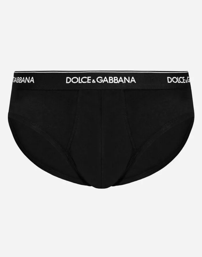 Dolce and Gabbana Underwear And Loungewear Men Bipack Mid Briefs In Stretch Cotton Black Dolce and Gabbana Underwear And Loungewear Men Bipack Mid Briefs In Stretch Cotton Black