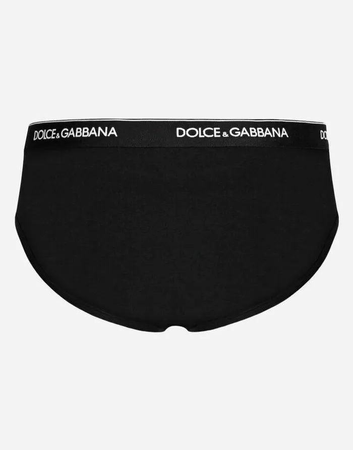 Dolce and Gabbana Underwear And Loungewear Men Bipack Mid Briefs In Stretch Cotton Black Dolce and Gabbana Underwear And Loungewear Men Bipack Mid Briefs In Stretch Cotton Black