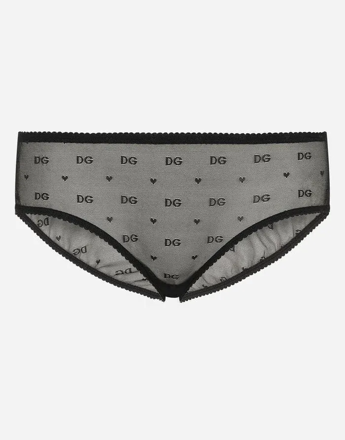 Dolce and Gabbana Underwear Women Jacquard Tulle Briefs Black