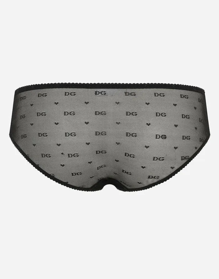 Dolce and Gabbana Underwear Women Jacquard Tulle Briefs Black Dolce and Gabbana Underwear Women Jacquard Tulle Briefs Black