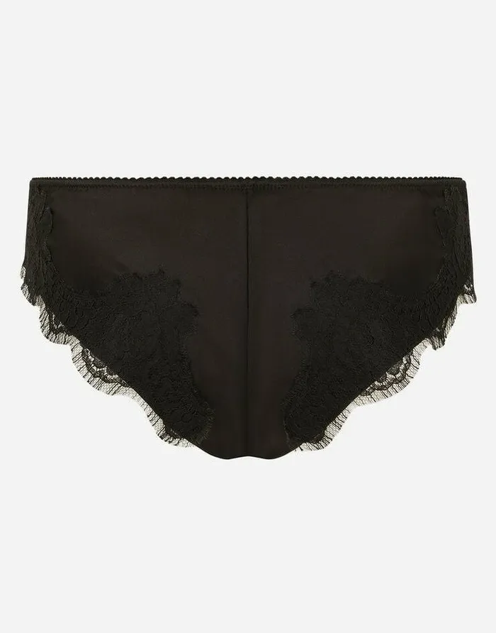 Dolce and Gabbana Underwear Women Satin Briefs With Lace Detailing Black Dolce and Gabbana Underwear Women Satin Briefs With Lace Detailing Black