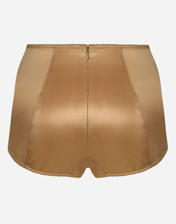 Dolce and Gabbana Underwear Women Satin Highwaisted Panties With DolceandGabbana Tag Beige Dolce and Gabbana Underwear Women Satin Highwaisted Panties With DolceandGabbana Tag Beige