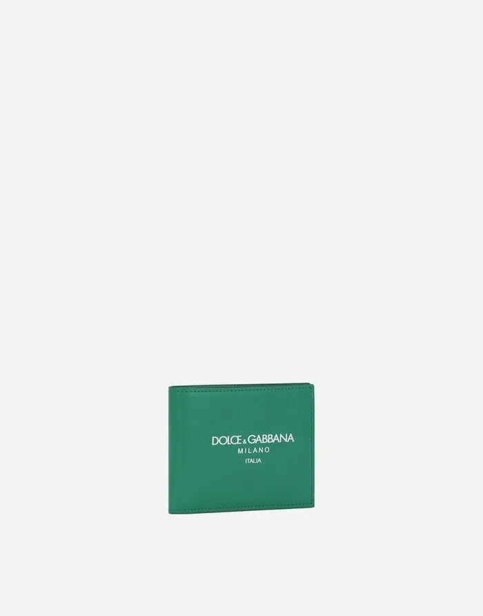 Dolce and Gabbana Wallets And Small Leather Goods Men Calfskin Bifold Wallet With Logo Green Dolce and Gabbana Wallets And Small Leather Goods Men Calfskin Bifold Wallet With Logo Green