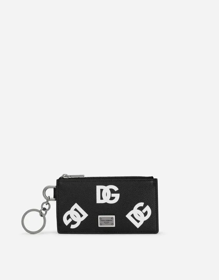 Dolce and Gabbana Wallets And Small Leather Goods Men Calfskin Card Holder With Allover DG Print And Ring Multicolor Dolce and Gabbana Wallets And Small Leather Goods Men Calfskin Card Holder With Allover DG Print And Ring Multicolor