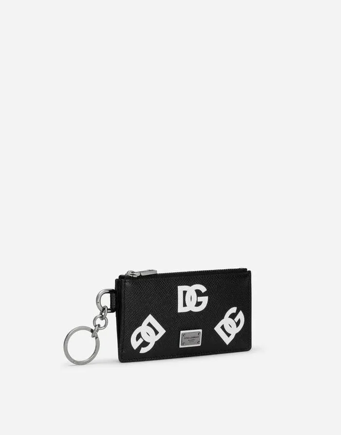 Dolce and Gabbana Wallets And Small Leather Goods Men Calfskin Card Holder With Allover DG Print And Ring Multicolor Dolce and Gabbana Wallets And Small Leather Goods Men Calfskin Card Holder With Allover DG Print And Ring Multicolor