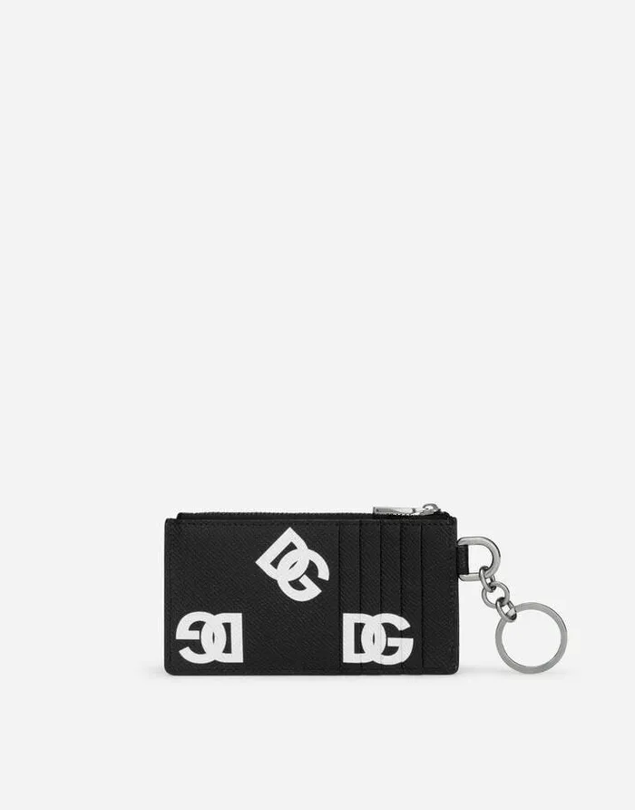Dolce and Gabbana Wallets And Small Leather Goods Men Calfskin Card Holder With Allover DG Print And Ring Multicolor Dolce and Gabbana Wallets And Small Leather Goods Men Calfskin Card Holder With Allover DG Print And Ring Multicolor