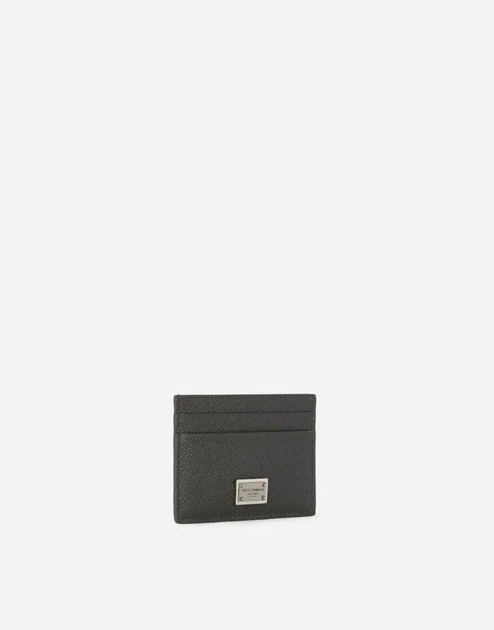 Dolce and Gabbana Wallets And Small Leather Goods Men Dauphine Calfskin Card Holder Grey
