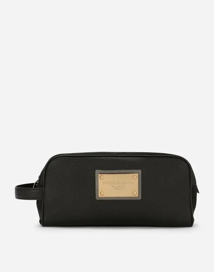 Dolce and Gabbana Wallets And Small Leather Goods Men Nylon And Calfskin Toiletry Bag Black Dolce and Gabbana Wallets And Small Leather Goods Men Nylon And Calfskin Toiletry Bag Black