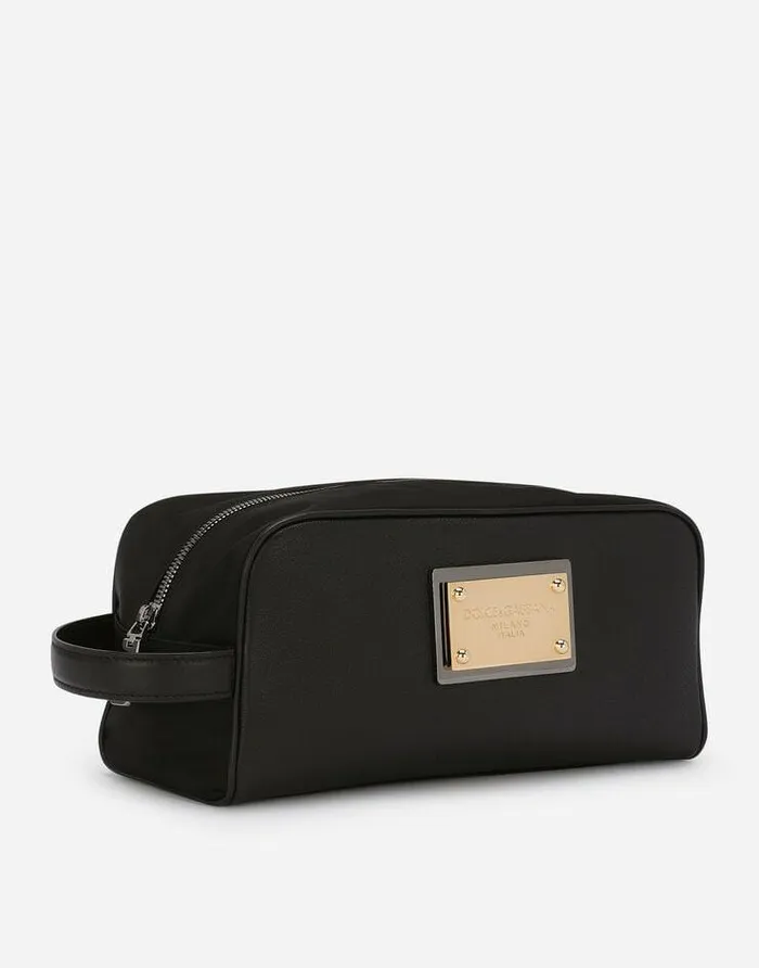 Dolce and Gabbana Wallets And Small Leather Goods Men Nylon And Calfskin Toiletry Bag Black