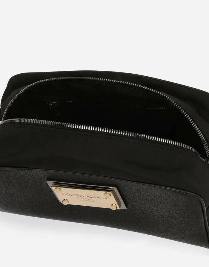 Dolce and Gabbana Wallets And Small Leather Goods Men Nylon And Calfskin Toiletry Bag Black