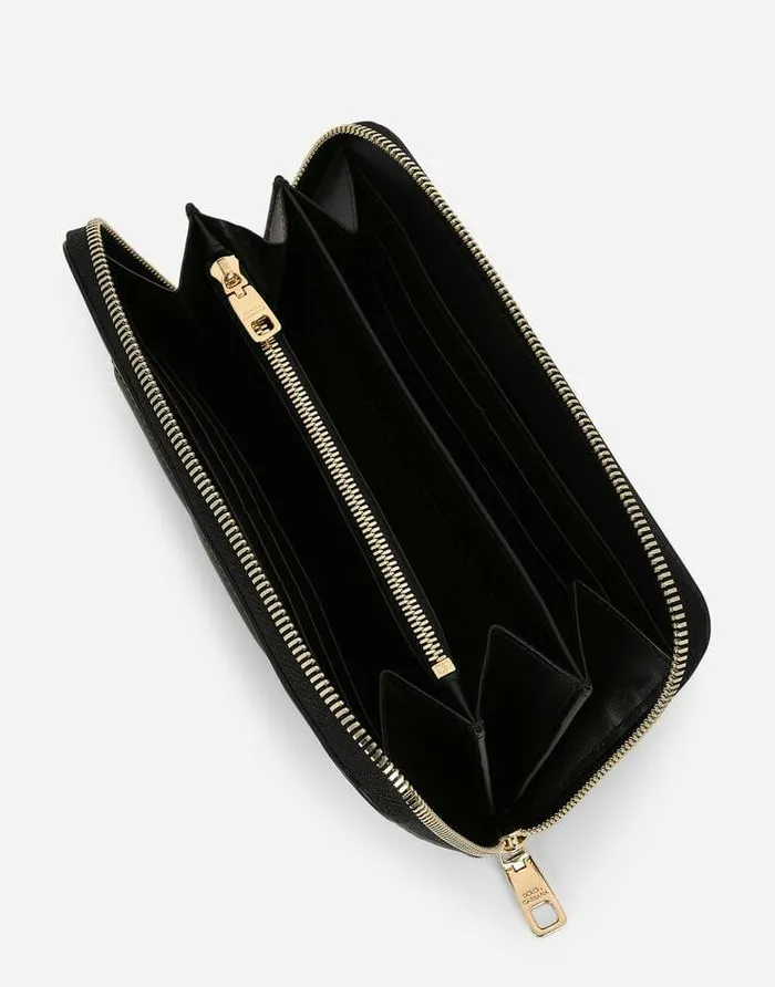 Dolce and Gabbana Wallets And Small Leather Goods Women Calfskin Ziparound DG Logo Wallet Black Dolce and Gabbana Wallets And Small Leather Goods Women Calfskin Ziparound DG Logo Wallet Black