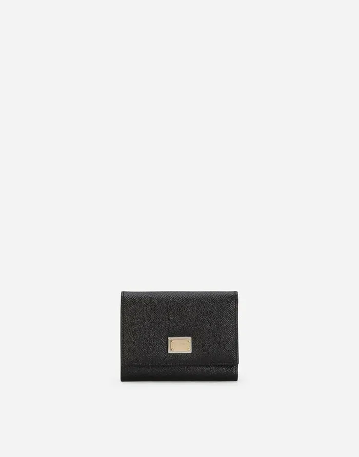 Dolce and Gabbana Wallets And Small Leather Goods Women Dauphine Calfskin Wallet With Branded Tag Black Dolce and Gabbana Wallets And Small Leather Goods Women Dauphine Calfskin Wallet With Branded Tag Black