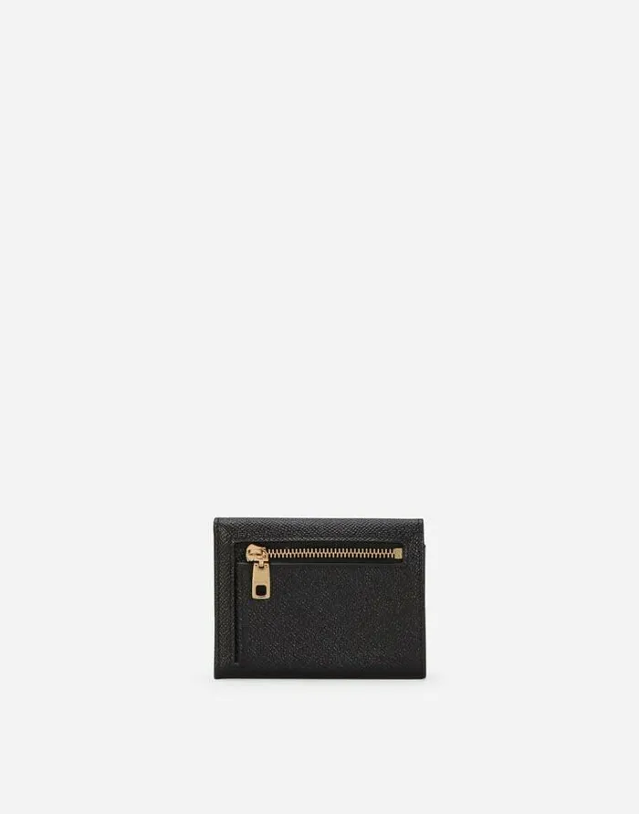 Dolce and Gabbana Wallets And Small Leather Goods Women Dauphine Calfskin Wallet With Branded Tag Black