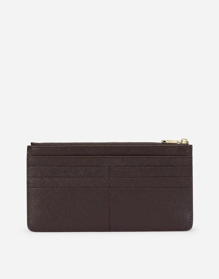 Dolce and Gabbana Wallets And Small Leather Goods Women Large Calfskin Card Holder With Branded Plate Purple