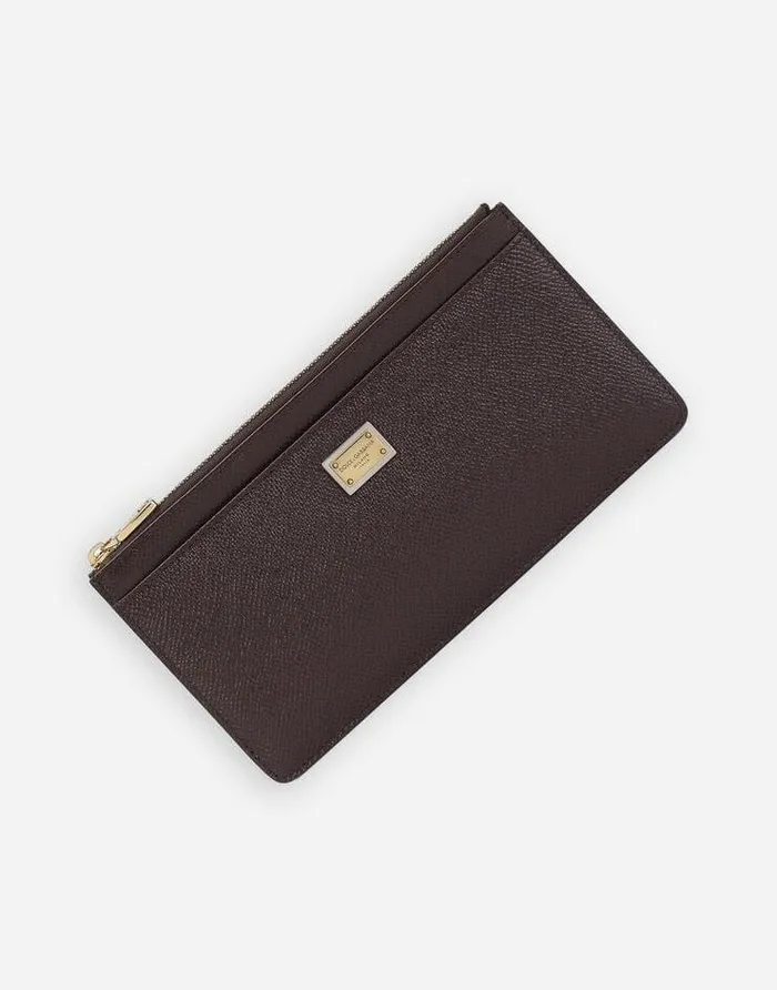 Dolce and Gabbana Wallets And Small Leather Goods Women Large Calfskin Card Holder With Branded Plate Purple