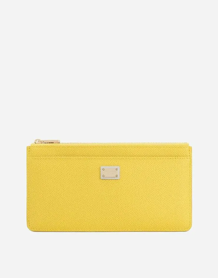 Dolce and Gabbana Wallets And Small Leather Goods Women Large Dauphine Calfskin Card Holder Yellow Dolce and Gabbana Wallets And Small Leather Goods Women Large Dauphine Calfskin Card Holder Yellow