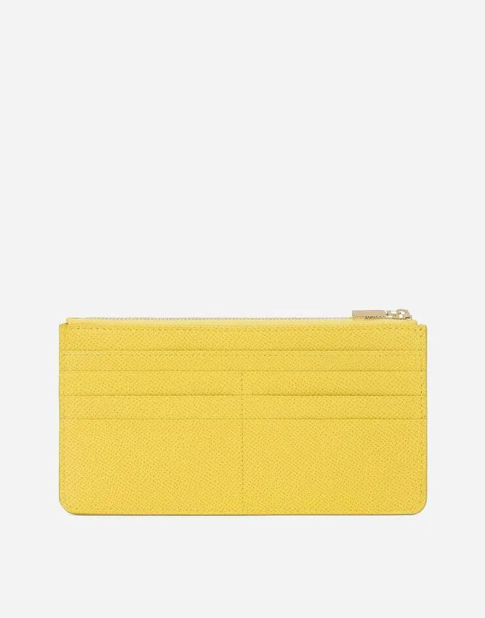 Dolce and Gabbana Wallets And Small Leather Goods Women Large Dauphine Calfskin Card Holder Yellow