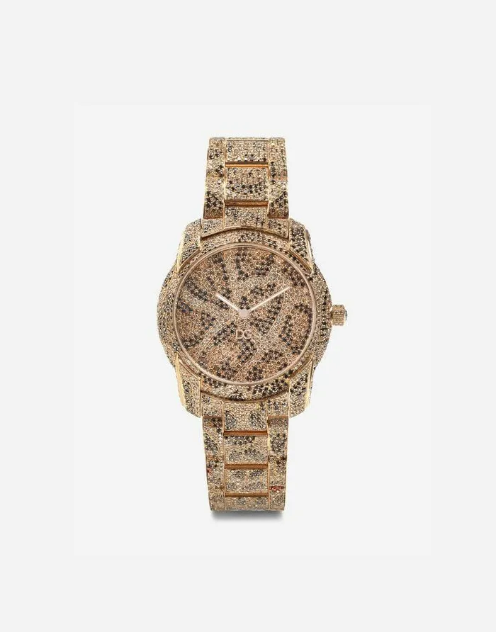 Dolce and Gabbana WatchesandStraps Women DG7 Leo Watch In Red Gold With Brown And Black Diamonds Gold Dolce and Gabbana WatchesandStraps Women DG7 Leo Watch In Red Gold With Brown And Black Diamonds Gold