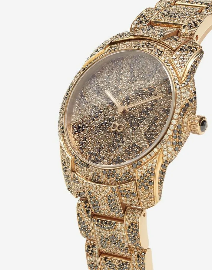 Dolce and Gabbana WatchesandStraps Women DG7 Leo Watch In Red Gold With Brown And Black Diamonds Gold Dolce and Gabbana WatchesandStraps Women DG7 Leo Watch In Red Gold With Brown And Black Diamonds Gold