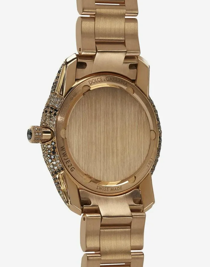 Dolce and Gabbana WatchesandStraps Women DG7 Leo Watch In Red Gold With Brown And Black Diamonds Gold Dolce and Gabbana WatchesandStraps Women DG7 Leo Watch In Red Gold With Brown And Black Diamonds Gold